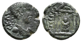 PAMPHYLIA. Perge. Hadrian (117-138). Ae.
Obv: ΑΔΡΙΑΝΟС ΚΑΙСΑΡ.
Laureate bust right, with slight drapery.
Rev: ΑΡΤΕΜΙ ΠΕΡΓ.
Distyle temple enclosin...