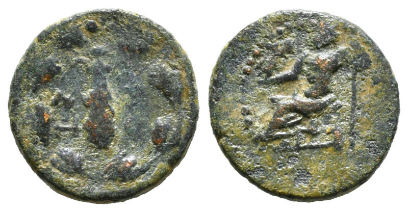 CILICIA. Tarsos (164-27 BC). Ae.
Obv : Filleted club; monogram to left and righ...