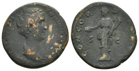 FAUSTINA I (Augusta, 138-140/1). Dupond. Rome.
Obv: FAVSTINA AVG ANTONINI AVG PII P P.
Draped bust right.
Rev: CONCORDIA AVG / S - C.
Concordia st...