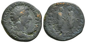 MARCUS AURELIUS (161-180). As. Rome.
Obv: IMP CAES M AVREL ANTONINVS AVG P M.
Laureate bust right, with slight drapery.
Rev: CONCORD AVGVSTOR TR P ...