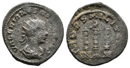 VALERIAN II (Caesar, 256-258). Antoninianus. Samosata.
Obv: VALERIANVS NOBIL CAES.
Radiate, draped and cuirassed bust right.
Rev: FIDES MILITVM.
A...