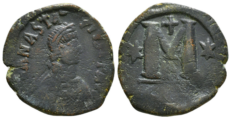 ANASTASIUS I (491-518). Follis. Constantinople.
Obv: D N ANASTASIVS P P AVG.
D...