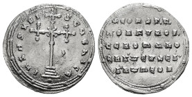 CONSTANTINE VII PORPHYROGENITUS with ROMANUS I (913-959). Miliaresion. Constantinople.
Obv: IҺSЧS XRISTЧS ҺICA.
Cross crosslet set upon three steps,...