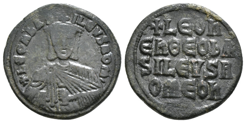 LEO VI THE WISE (886-912). Follis. Constantinople.
Obv: + LЄOҺ ЬASILЄVS ROM'.
...