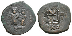 HERACLIUS, with HERACLIUS CONSTANTINE (610-641). Follis. Contemporary imitation of Constantinople. Dated RY 12 (620/1).
Obv: Heraclius and Heraclius ...