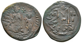 HERACLIUS, with HERACLIUS CONSTANTINE (610-641). Follis. Contemporary imitation of Constantinople. Dated RY 12 (620/1).
Obv: Heraclius and Heraclius ...