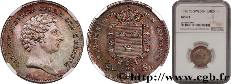 SWEDEN - KINGDOM OF SWEDEN - CHARLES XIV JOHN BERNADOTTE
Type : 1/8 Riksdaler  ...