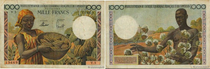 Country : FRENCH EQUATORIAL AFRICA 
Face Value : 1000 Francs 
Date : (1957) 
Per...