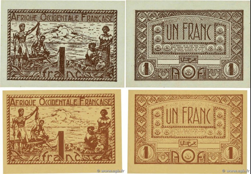 Country : FRENCH WEST AFRICA (1895-1958) 
Face Value : 1 Franc Lot 
Date : (1944...