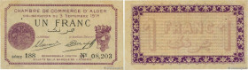 Country : ALGERIA 
Face Value : 1 Franc 
Date : 03 septembre 1914 
Period/Province/Bank : Chambre de Commerce 
Department : Algérie 
French City : Alg...