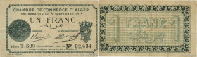 Country : ALGERIA 
Face Value : 1 Franc 
Date : 03 septembre 1914 
Period/Province/Bank : Chambre de Commerce 
Department : Algérie 
French City : Alg...