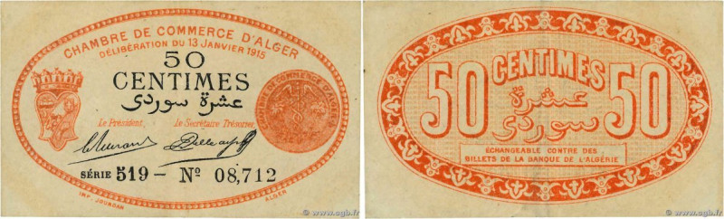 Country : ALGERIA 
Face Value : 50 Centimes 
Date : 13 janvier 1915 
Period/Prov...