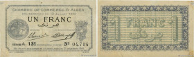 Country : ALGERIA 
Face Value : 1 Franc 
Date : 13 juillet 1920 
Period/Province/Bank : Chambre de Commerce 
Department : Algérie 
French City : Alger...