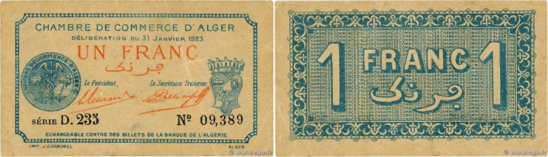 Country : ALGERIA 
Face Value : 1 Franc 
Date : 31 janvier 1923 
Period/Province...