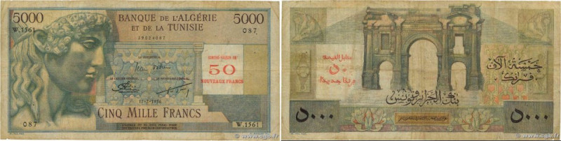 Country : ALGERIA 
Face Value : 50 NF sur 5000 Francs 
Date : 23 février 1956 
P...