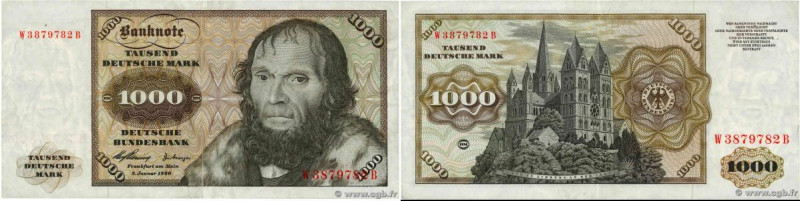 Country : GERMAN FEDERAL REPUBLIC 
Face Value : 1000 Deutsche Mark 
Date : 02 ja...