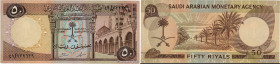 Country : SAUDI ARABIA 
Face Value : 50 Riyals 
Date : (1968) 
Period/Province/Bank : Saudi Arabian Monetary Agency 
Catalogue reference : P.14a 
Alph...