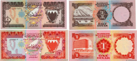 Country : BAHRAIN 
Face Value : 1/2 et 1 Dinar Lot 
Date : 1973 
Period/Province/Bank : Bahrain Monetary Agency 
Catalogue reference : P.7 et P.08 
Al...