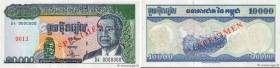 Country : CAMBODIA 
Face Value : 10000 Riels Spécimen 
Date : 1998 
Period/Province/Bank : National Bank of Cambodia 
Catalogue reference : P.47b2s 
A...
