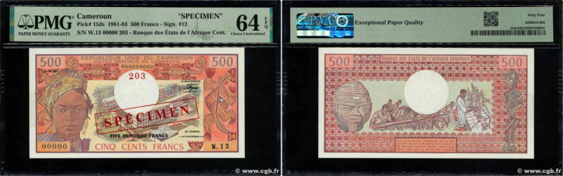 Country : CAMEROON 
Face Value : 500 Francs Spécimen 
Date : 01 juin 1981 
Perio...