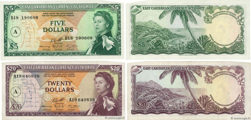 Country : CARIBBEAN  
Face Value : 5 et 20 Dollars Lot 
Date : (1965) 
Period/Pr...