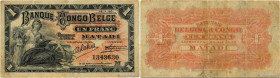 Country : BELGIAN CONGO 
Face Value : 1 Franc 
Date : 15 janvier 1920 
Period/Province/Bank : Banque du Congo Belge 
French City : Matadi 
Catalogue r...
