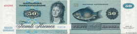 Country : DENMARK 
Face Value : 50 Kroner 
Date : 1982 
Period/Province/Bank : Danmarks Nationalbank 
Catalogue reference : P.50e 
Alphabet - signatur...