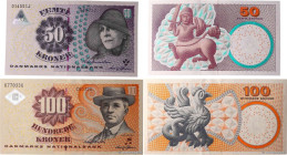 Country : DENMARK 
Face Value : 50 et 100 Kroner Lot 
Date : 2007 
Period/Province/Bank : Danmarks Nationalbank 
Catalogue reference : P.60f et P.061g...