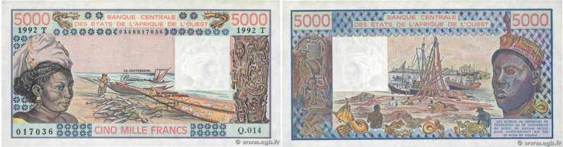 Country : WEST AFRICAN STATES 
Face Value : 5000 Francs 
Date : 1992 
Period/Pro...