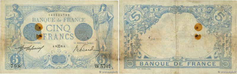 Country : FRANCE 
Face Value : 5 Francs BLEU 
Date : 14 mai 1915 
Period/Provinc...