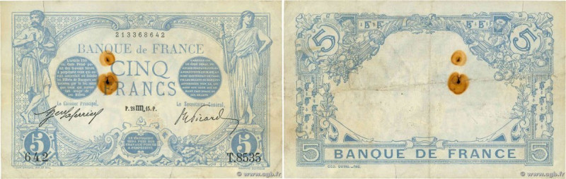 Country : FRANCE 
Face Value : 5 Francs BLEU 
Date : 28 octobre 1915 
Period/Pro...