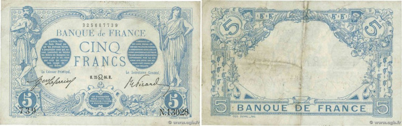 Country : FRANCE 
Face Value : 5 Francs BLEU 
Date : 25 juillet 1916 
Period/Pro...