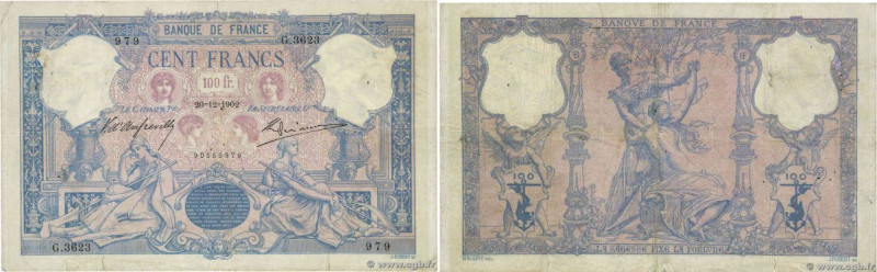 Country : FRANCE 
Face Value : 100 Francs BLEU ET ROSE 
Date : 20 décembre 1902 ...