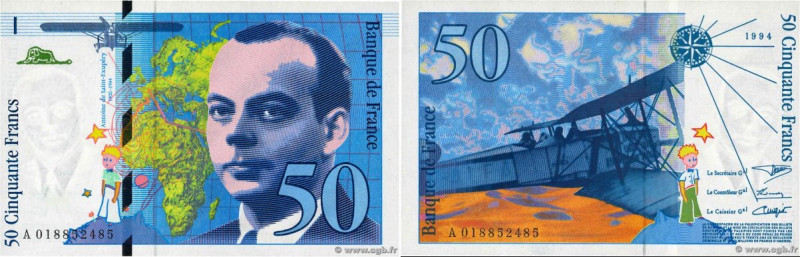 Country : FRANCE 
Face Value : 50 Francs SAINT-EXUPÉRY modifié 
Date : 1994 
Per...