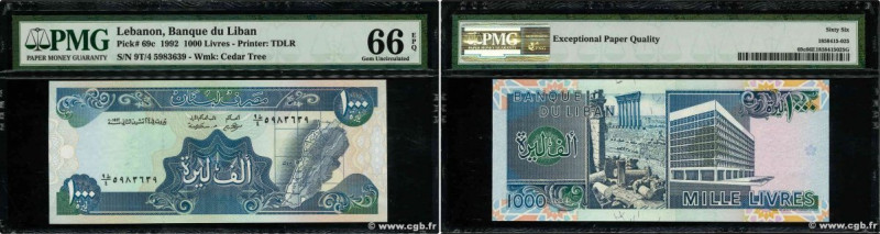 Country : LEBANON 
Face Value : 1000 Livres 
Date : 1992 
Period/Province/Bank :...