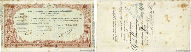 Country : NEW CALEDONIA 
Face Value : 100 Francs 
Date : 02 juin 1874 
Period/Pr...