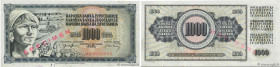 Country : YUGOSLAVIA 
Face Value : 1000 Dinara Spécimen 
Date : 19 décembre 1974 
Period/Province/Bank : Banque Nationale 
Catalogue reference : P.86s...