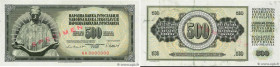 Country : YUGOSLAVIA 
Face Value : 500 Dinara Spécimen 
Date : 04 novembre 1981 
Period/Province/Bank : Banque Nationale 
Catalogue reference : P.91bs...