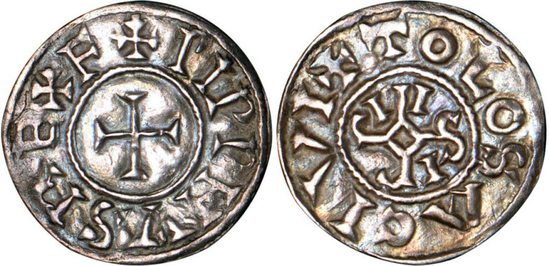 PÉPIN II, Roi d'Aquitaine (839-865)
Toulouse : Denier
- SUP 55 (SUP)
Rare !
...