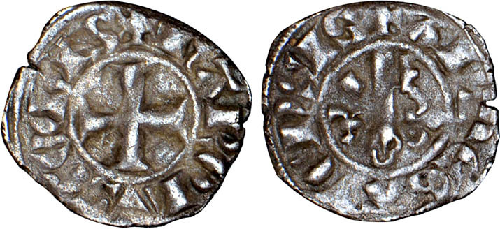 ANJOU, comté
Charles II (1285-1290) : Obole d'argent, croix non cantonnée
 - T...