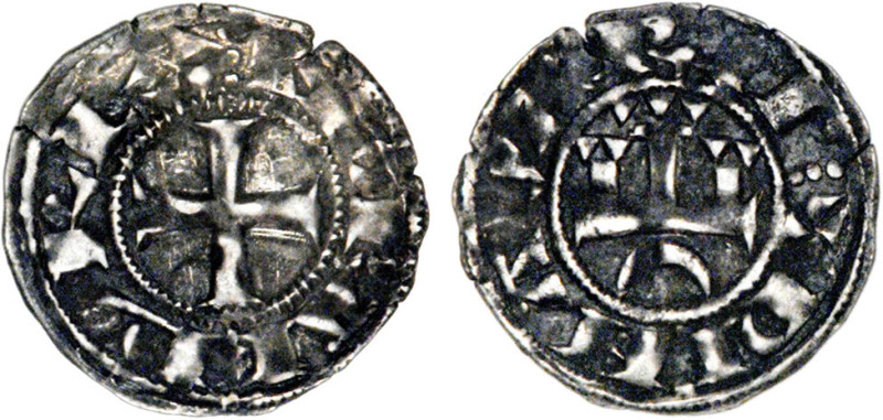 NAVARRE, royaume
Thibaut II, V de Champagne (1253-1270) : Denier d'argent
 - T...