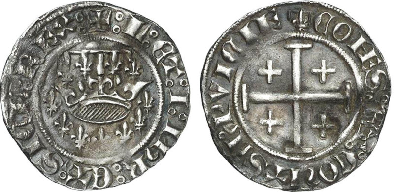 PROVENCE
Comté, Jeanne et Louis I (1347-1362) : Demi-gros d'argent
 - TTB 40 (...