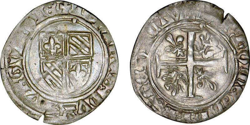 BOURGOGNE
Duché, Jean sans Peur (1404-1419) : Blanc d'argent
 - TTB 40 (TTB+)...