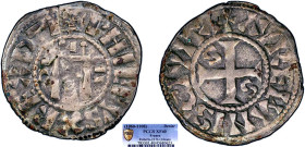 PHILIPPE Ier (1060-1108)
Orléans : Denier, 1er type
 - TTB 45 (TTB++)
Rare en l'état ! - PCGS XF40


D 50
ORLÉANS - ARGENT - 
 ---------------...