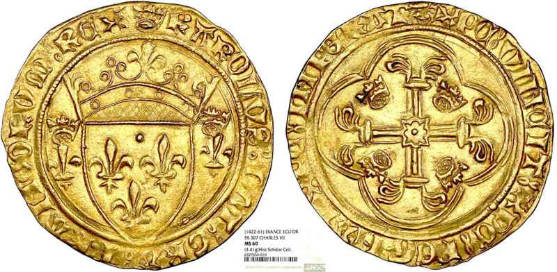 CHARLES VII le Victorieux, 2e période (1436-1461)
Écu d'or à la couronne ou écu...