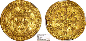 CHARLES VIII l'Affable (1483-1498)
Écu d'or au soleil de Bretagne
 R - SUP 58 (SUP)
Très Rare !! - NGC AU58


D 581, GR1 113, Fr# 320
RENNES - ...