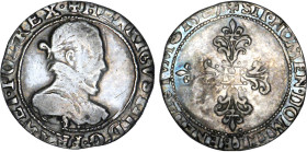 HENRI III (1574-1589)
1/2 franc au col plat
1587 S - TTB 30 (TTB-)
Rare !


D 1131, GR1 487
REIMS - ARGENT - 5,64g
 --------------------------...