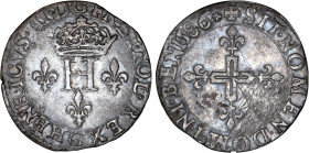 HENRI III (1574-1589)
Double sol parisis, 2e type, variété atelier à l'exergue de l'avers
1586 G - TTB 35 (TTB)
Rare ! - fines rayures


D 1136a...