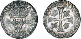 HENRI III (1574-1589)
Douzain 3e type
1587 B - TTB 40 (TTB+)
Rare !


D 1142, GR1 469
ROUEN - BILLON - 2,34g
 --------------------------------...