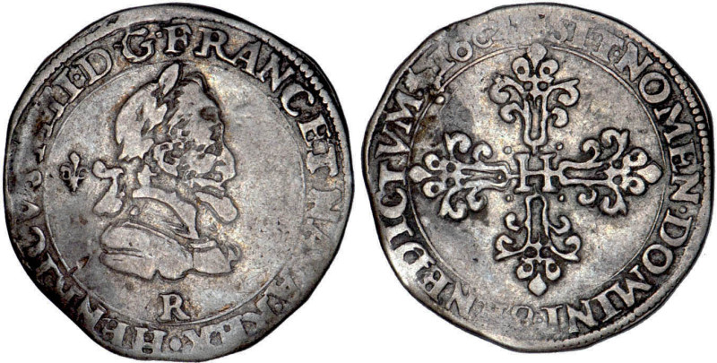 HENRI IV le Grand (1589-1610)
1/2 franc au lis, Villeneuve, 1602-1603
1602 R -...